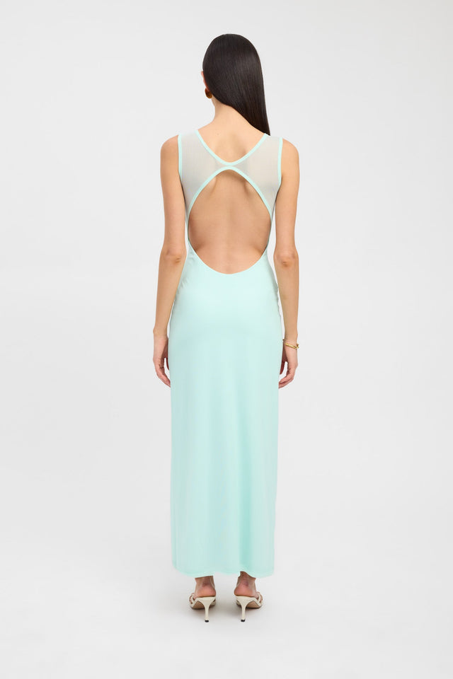 front Bolt Open Back Dress Kookai Straight Maxi Relaxed Asymmetry white womens-dresses