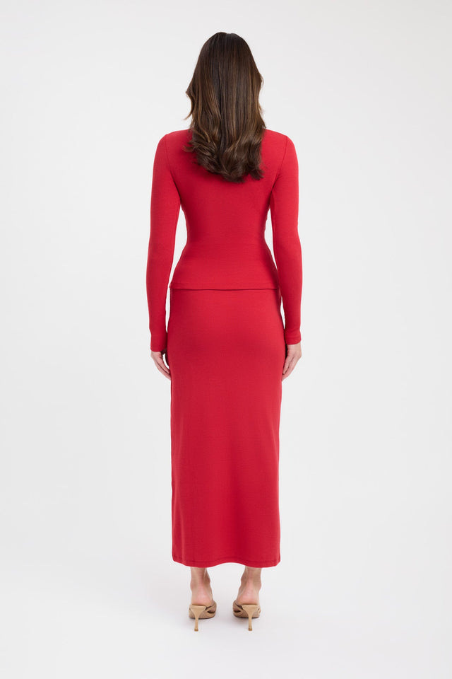 back Carter Maxi Skirt Kookai Straight Maxi brown womens-skirts