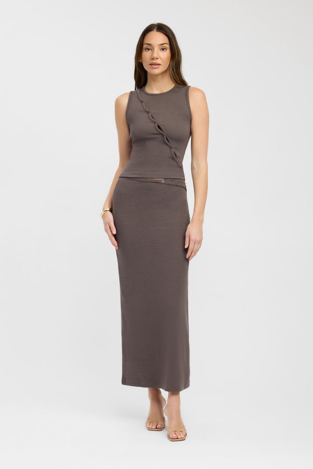 front Carter Maxi Skirt Kookai Straight Maxi brown womens-skirts