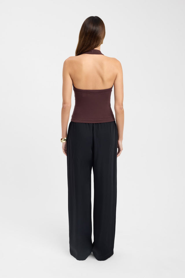 back Hadley Tank Kookai Fitted Thick strap Scoop black womens-singlets