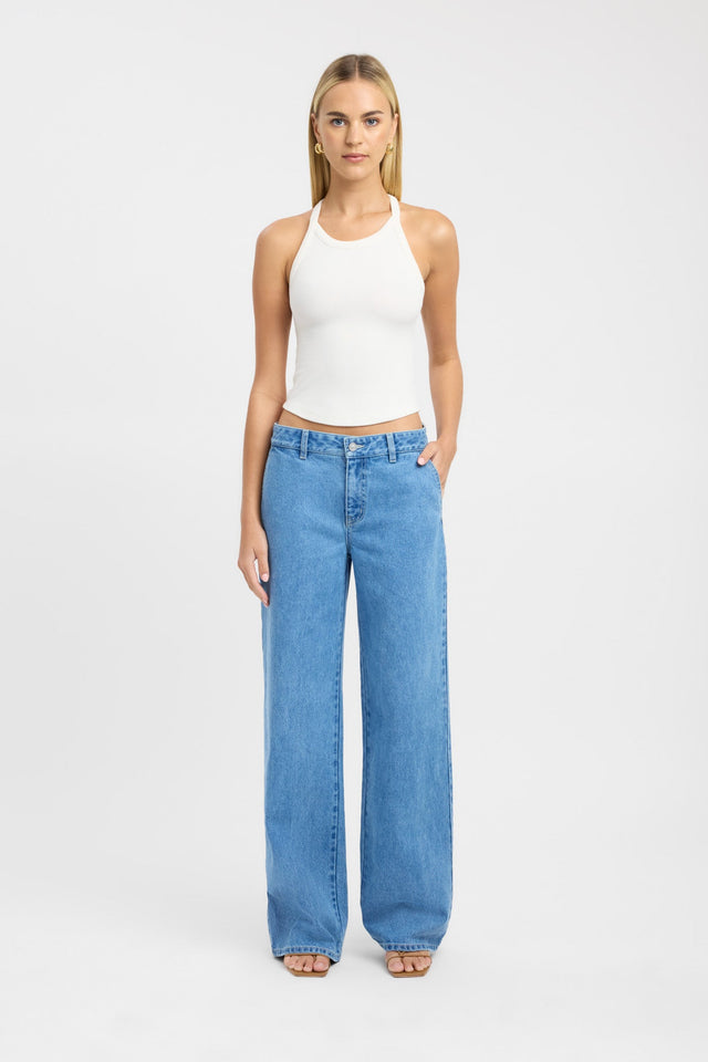 side Morris Jean Kookai Low-rise Straight Mid black womens-jeans