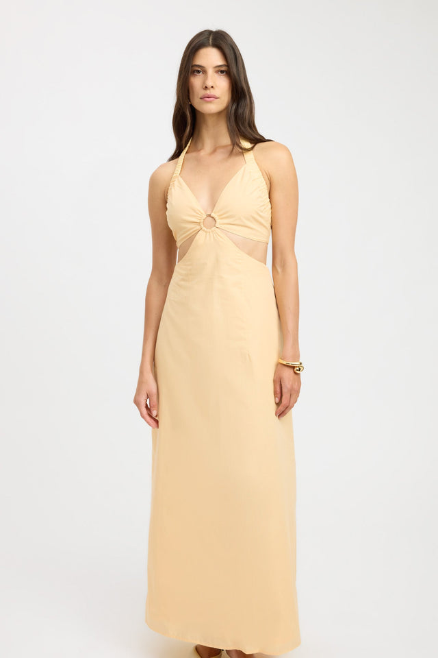 side Romeo Ring Maxi Dress Kookai Straight Maxi Relaxed Plungeneck white womens-dresses