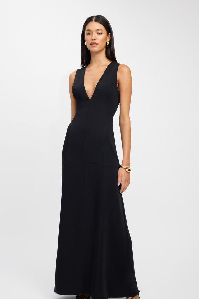 front Maria Maxi Dress Kookai Aline Maxi Relaxed Plungeneck black womens-dresses