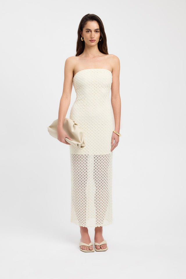 product Savannah Strapless Dress Kookai Straight Maxi Fitted Straight beige womens-dresses