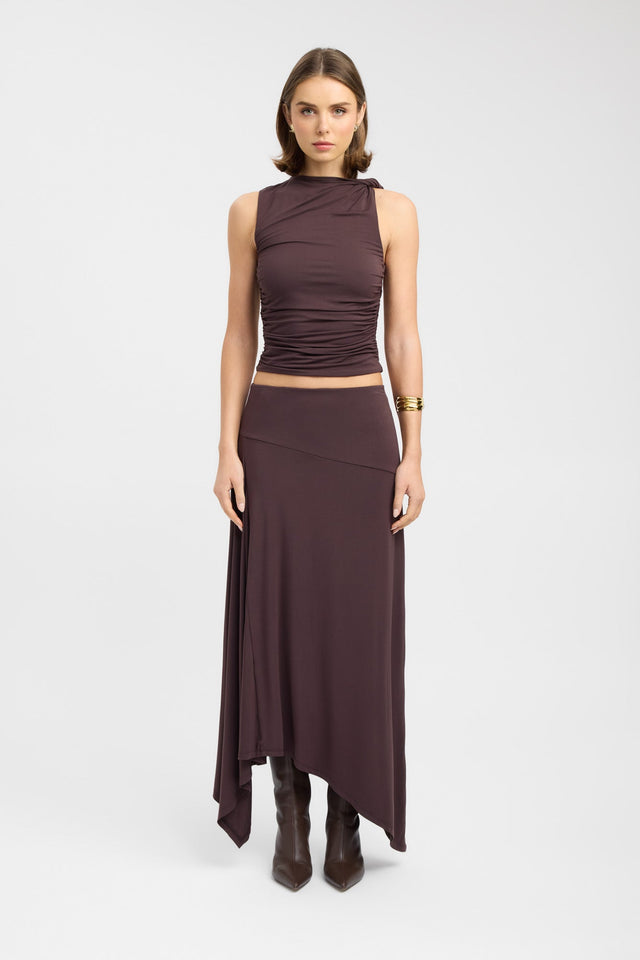 front Ziah Top Kookai Fitted High-neck grey womens-singlets