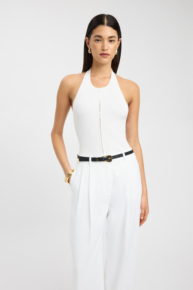 front Lola Lace Up Halter Kookai Fitted Roundneck Sleeveless Womens-Blouse