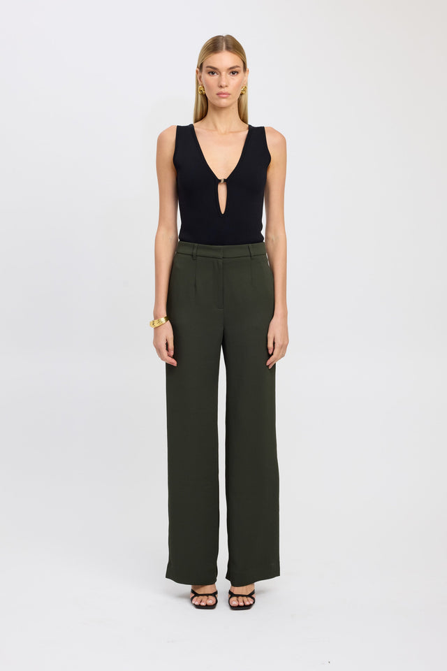 product Oyster Tailored Pant Kookai Wide-leg High-rise olive womens-regular-pants