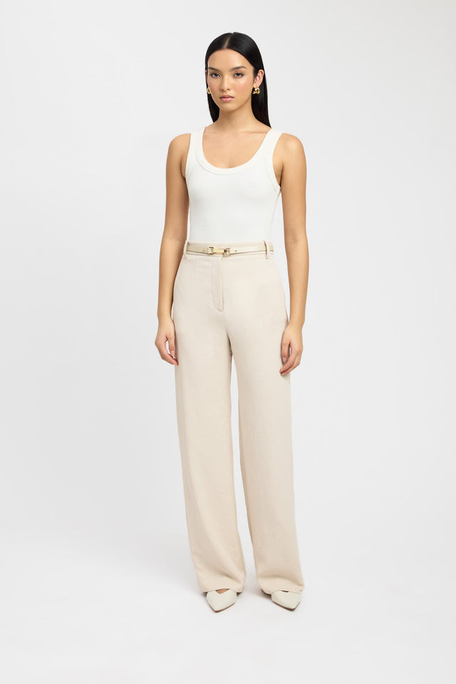 Oyster Tailored Pant Kookai Wide-leg High-rise white womens-regular-pants