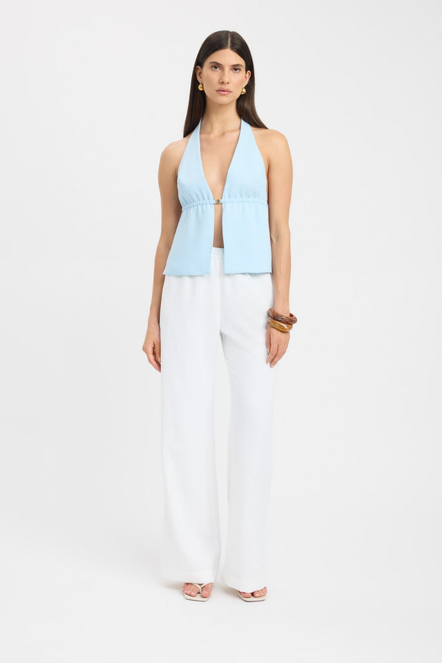 front Maria Backless Top Kookai Fitted Plungeneck Sleeveless Womens-Blouse