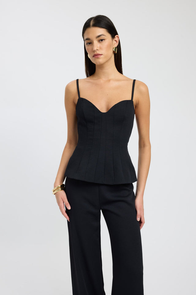 front Oyster Seam Top Kookai Relaxed Sweetheart Sleeveless Womens-Blouse