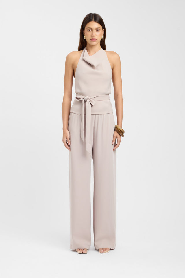 front Maria Tie Top Kookai Fitted Cowlneck Sleeveless Womens-Blouse