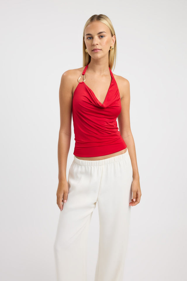 back Char Cowl Top Kookai Fitted Thick strap Cowl womens-singlets