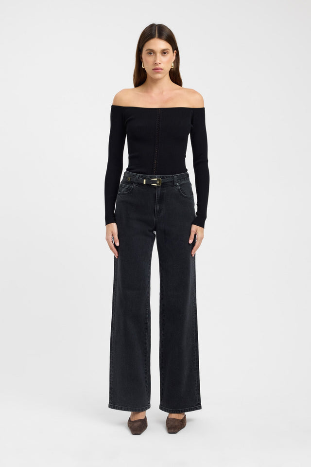 side Lola Lace Up Top Kookai Fitted Straight Long sleeve Womens-Blouse