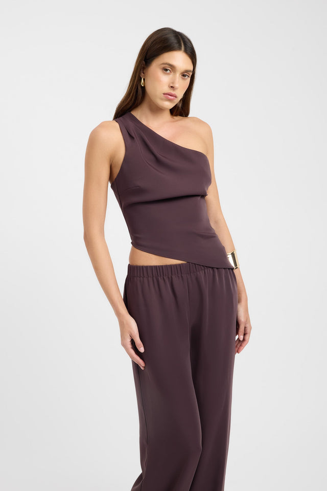 side Maria One Shoulder Top Kookai Fitted Asymmetry Sleeveless Womens-Blouse