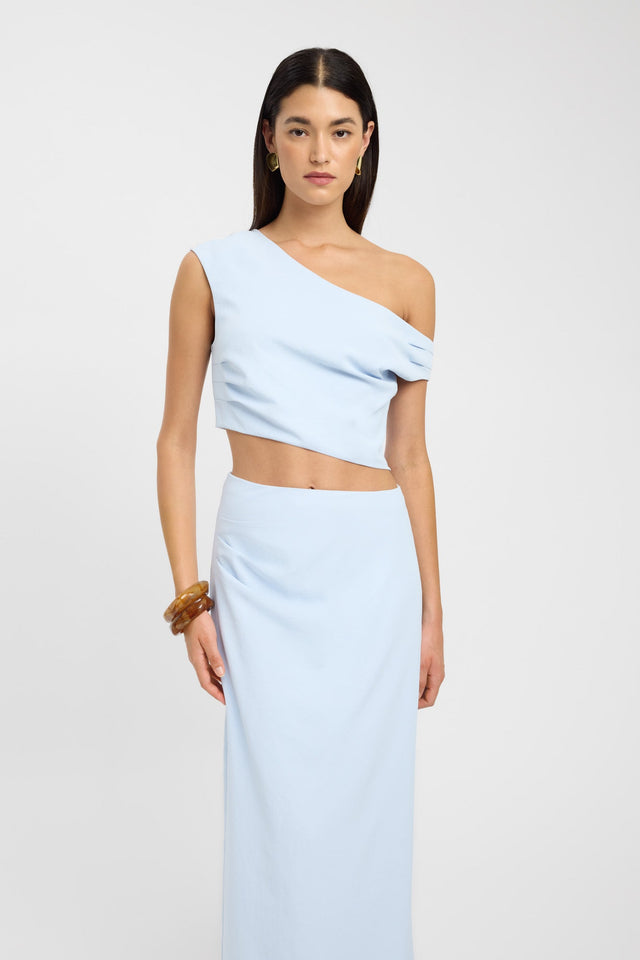 front Opal Tuck Top Kookai Fitted Asymmetry Sleeveless Womens-Blouse