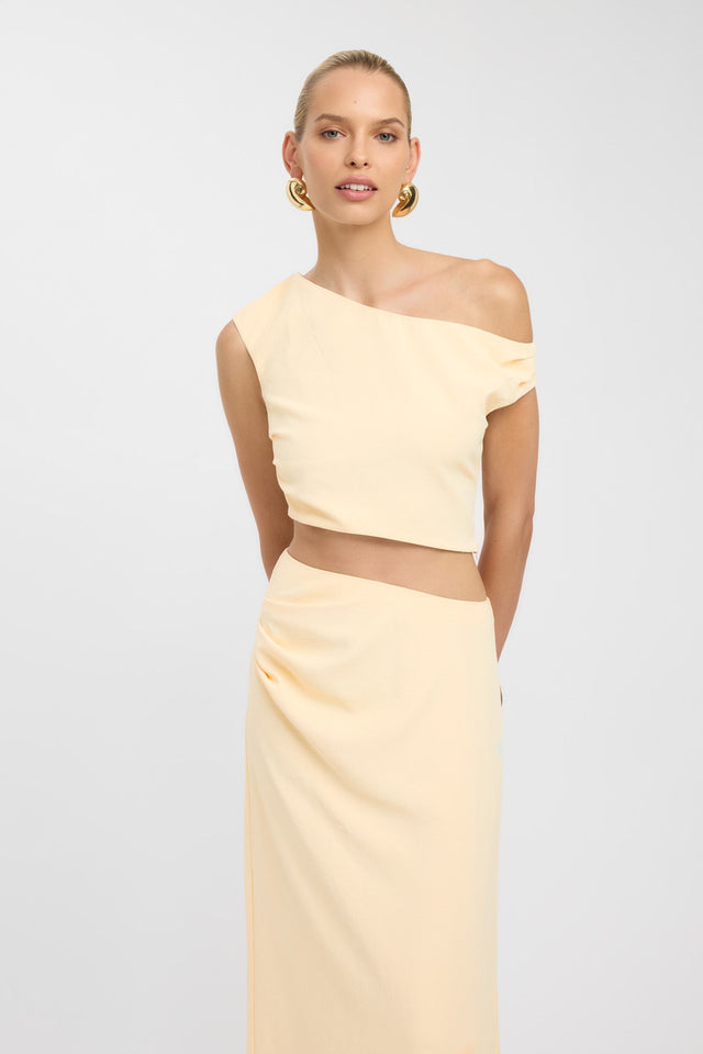 front Opal Tuck Top Kookai Fitted Asymmetry Sleeveless Womens-Blouse