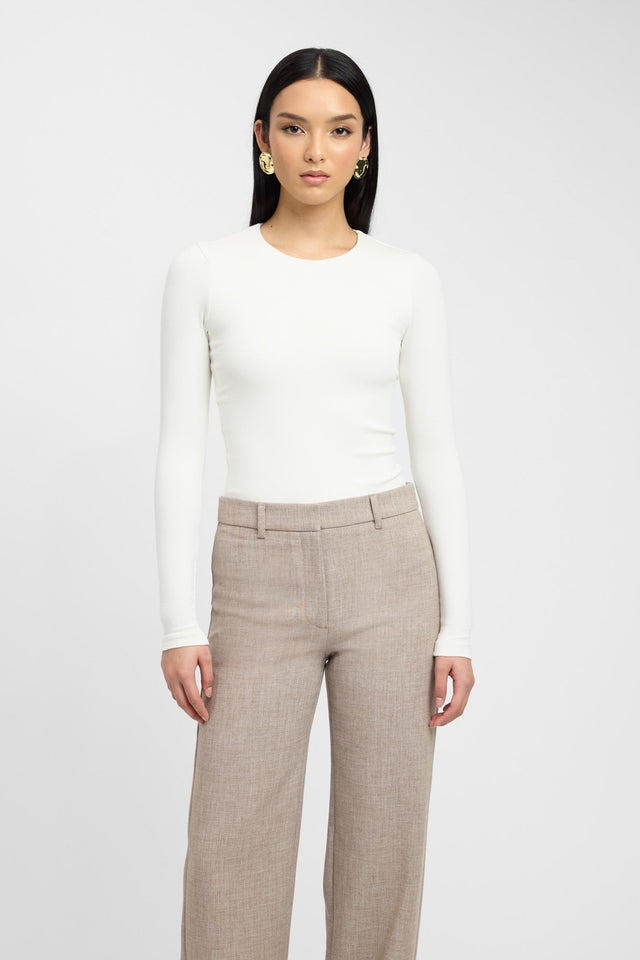 front High Crew Top Kookai Fitted Roundneck Long sleeve Womens-Blouse