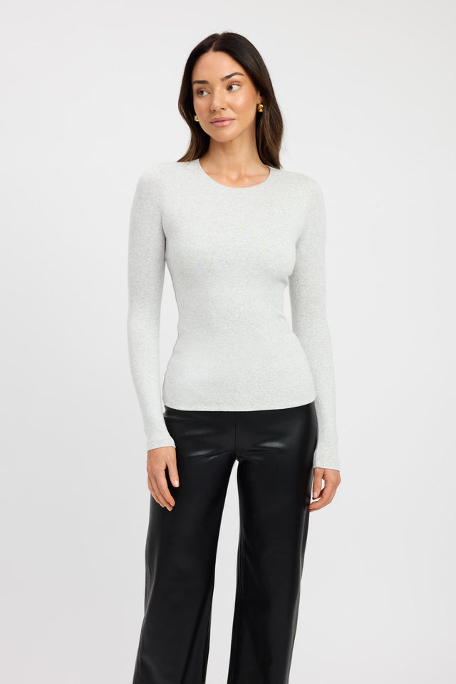 front High Crew Top Kookai Fitted Highneck Long sleeve Womens-Blouse