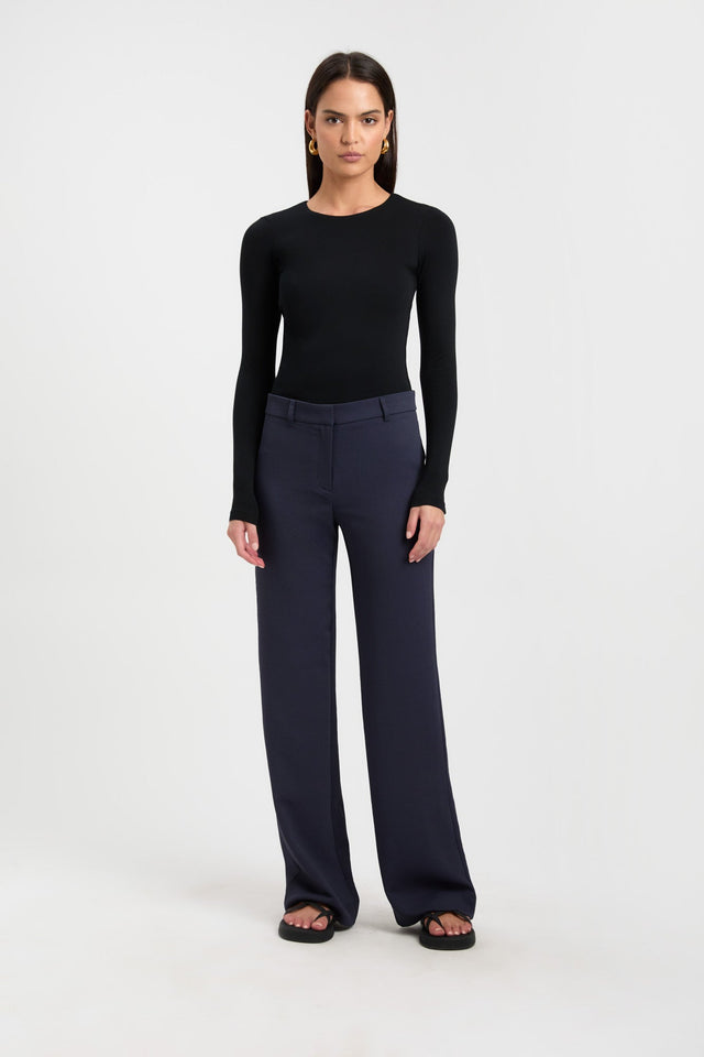 side High Crew Top Kookai Fitted Roundneck Long sleeve Womens-Blouse