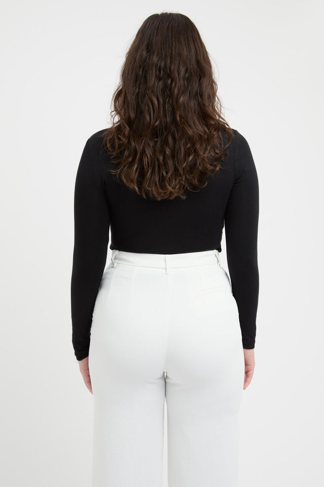 back High Crew Top Kookai Fitted Roundneck Long sleeve Womens-Blouse