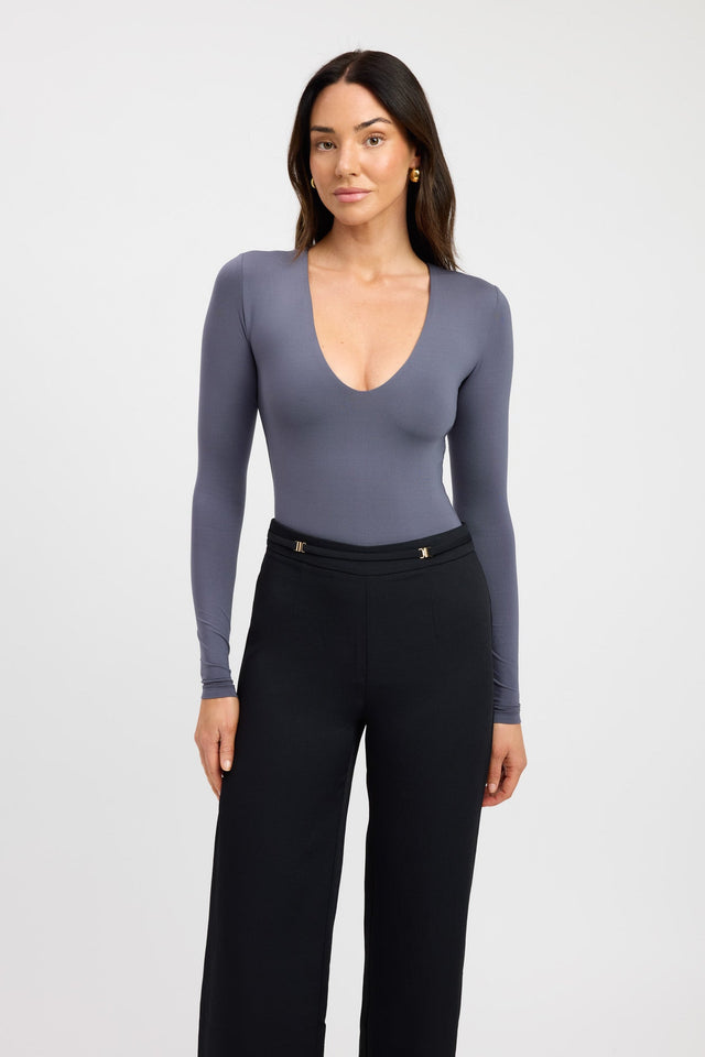 front Tahnee Bodysuit Kookai Scoop neck black womens-bodysuit