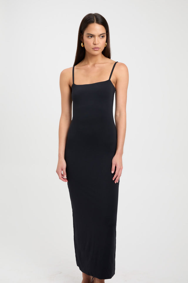 product Serena Dress Kookai Bodycon Midi Fitted Squareneck black womens-dresses