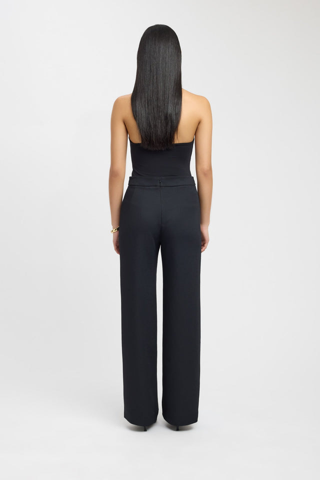 back Oyster Belt Detail Pant Kookai Wide-leg High-rise black womens-regular-pants