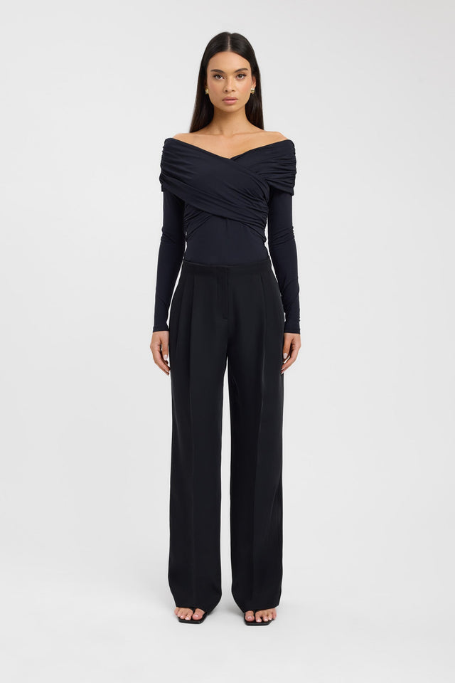 front Kalia Long Sleeve Top Kookai Fitted V-neck Long sleeve Womens-Blouse