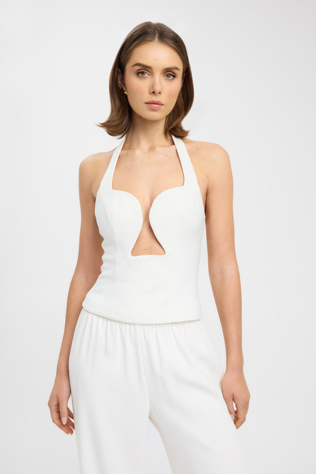 front Alto Low Cut Top Kookai Fitted Plungeneck Sleeveless Womens-Blouse 