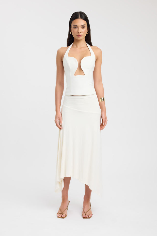 side Alto Low Cut Top Kookai Fitted Plungeneck Sleeveless Womens-Blouse 