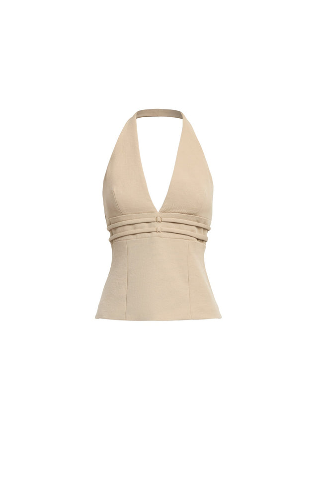 product Ariel Double Belt Top Kookai Fitted V-neck Sleeveless Womens-Blouse 