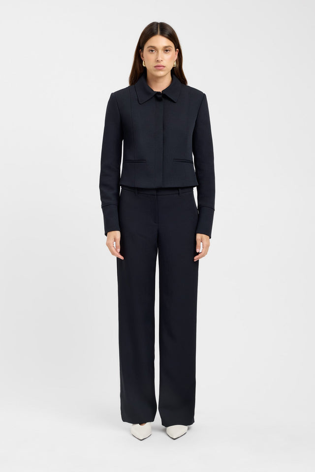 front Ariel Curve Jacket Kookai Long sleeve Regular Short darkblue womens-coats-and-jackets 