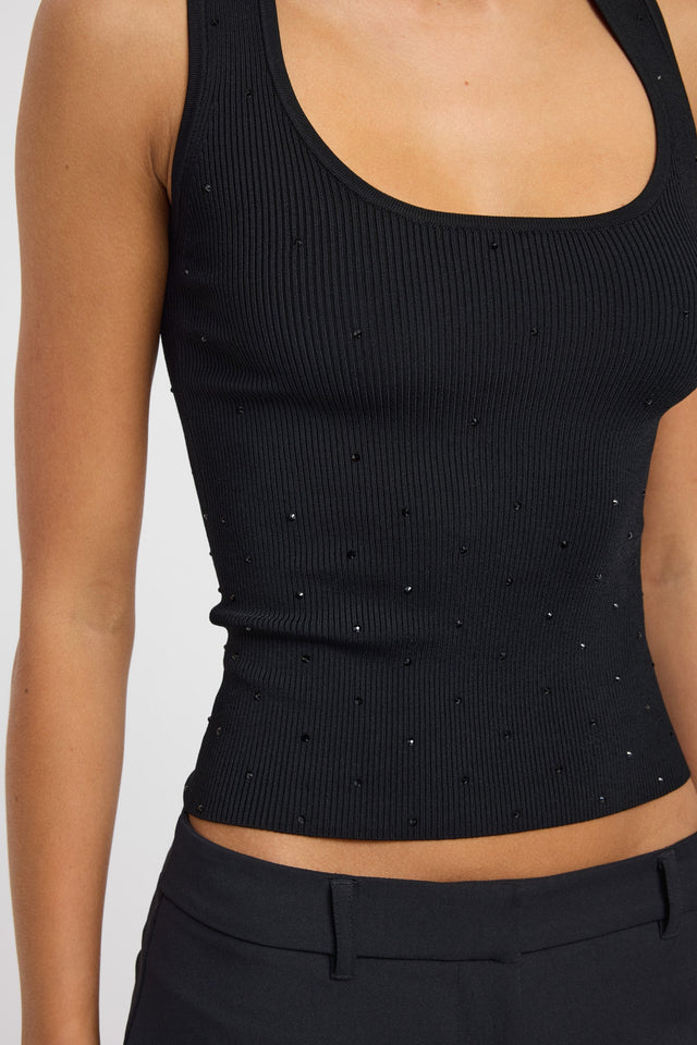 side Riviera Top Kookai Fitted Scoopneck Sleeveless Womens-Blouse 