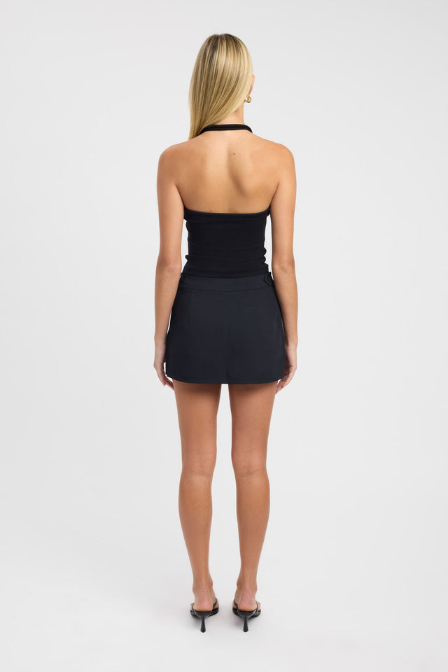 back Casper Tank Kookai Fitted Thick strap Scoop black womens-singlets 