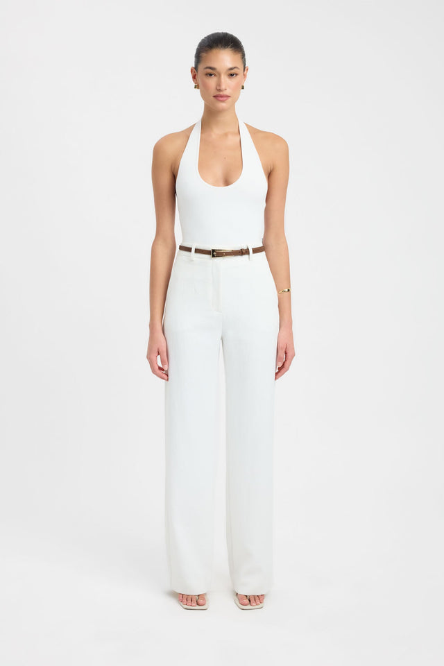 Showcasing the Ariel Straight Leg Pant in womens-regular-pants with regular high-rise white front