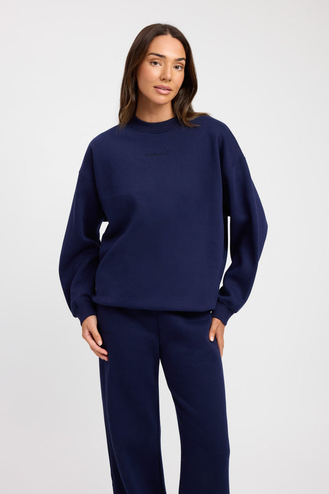 front Tate Crew Sweatshirt Kookai Round neck Oversized beige womens-jumpers 