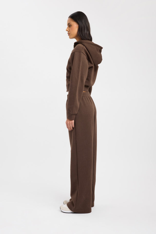 back Brushed Otis Zip Up Kookai High neck Relaxed brown womens-jumpers 