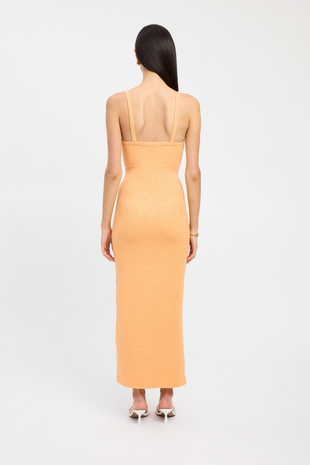 front Dayton Dress Kookai Straight Midi Fitted Squareneck white womens-dresses 