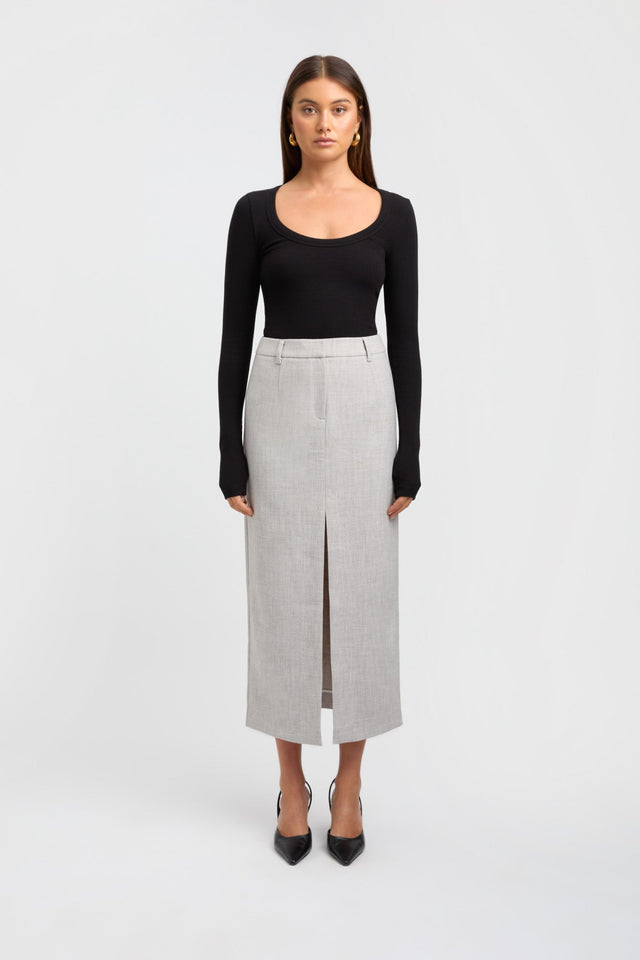 side Nicole Long Sleeve Top Kookai Fitted Scoopneck Long sleeve Womens-Blouse 