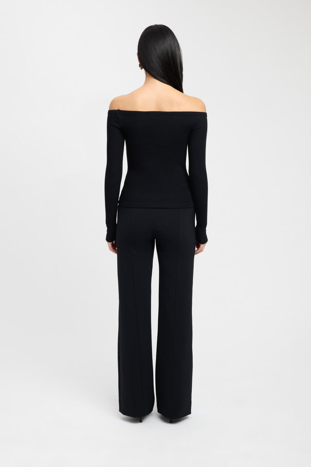 back Madison Off Shoulder Top Kookai Fitted Straight Long sleeve Womens-Blouse 