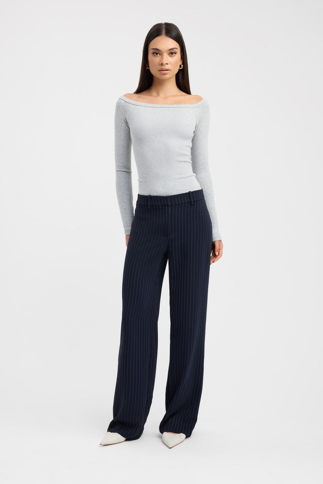 side Madison Off Shoulder Top Kookai Fitted Boatneck Long sleeve Womens-Blouse 