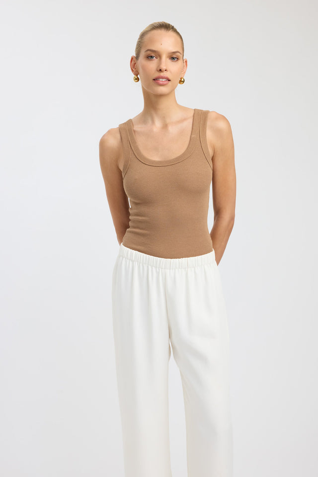 side Romeo Tank Kookai Fitted Scoopneck Sleeveless Womens-Blouse 