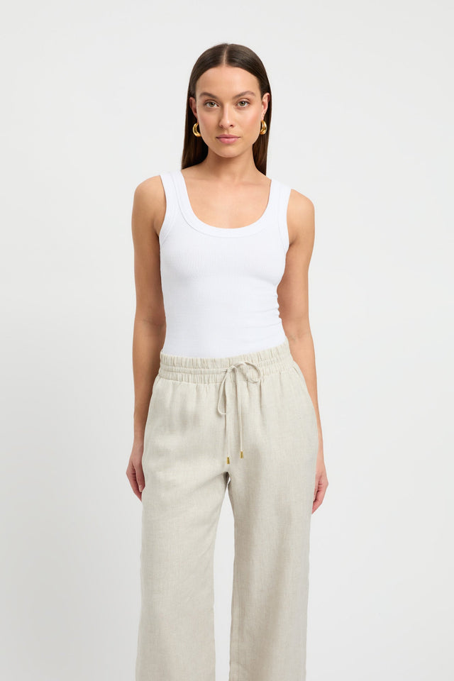 front Romeo Tank Kookai Fitted Thick strap Scoop white womens-singlets 