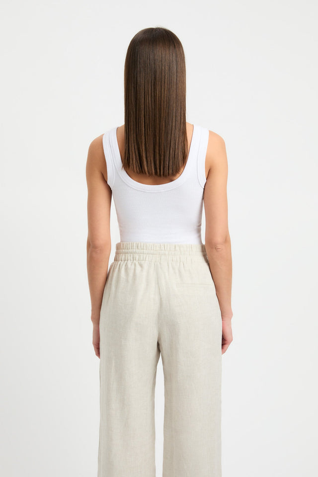 back Romeo Tank Kookai Fitted Thick strap Scoop white womens-singlets 