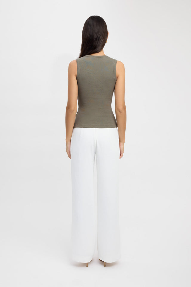 back Bec Button Tank Kookai Fitted Roundneck Sleeveless Womens-Blouse 