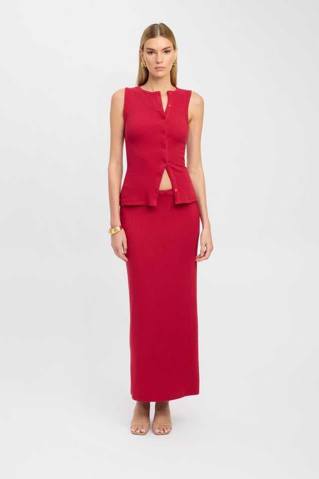 side Bec Button Tank Kookai Fitted Round grey womens-singlets 