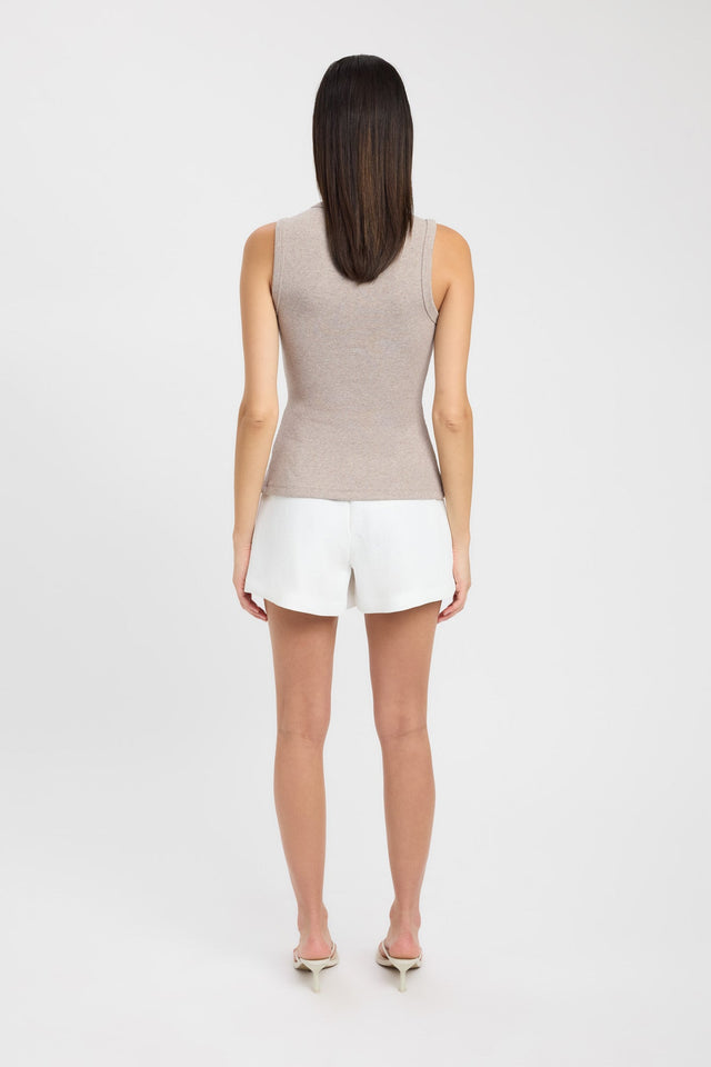 back Bec Button Tank Kookai Fitted Round brown womens-singlets 