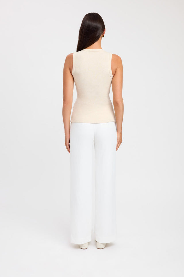 back Bec Button Tank Kookai Fitted Roundneck Sleeveless Womens-Blouse 