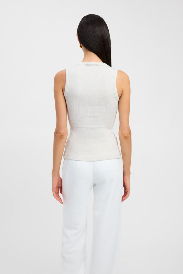 back Bec Button Tank Kookai Fitted Round womens-singlets 