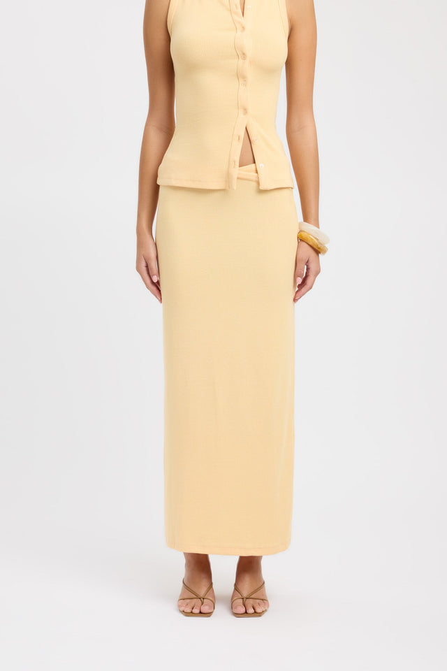 front Carter Maxi Skirt Kookai Straight Maxi yellow womens-skirts 